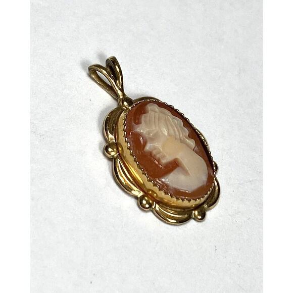 Vintage Shell Cameo 1/20 14K GF Gold-Filled Shell Pendant TK Tru-Kay - Picture 2 of 8